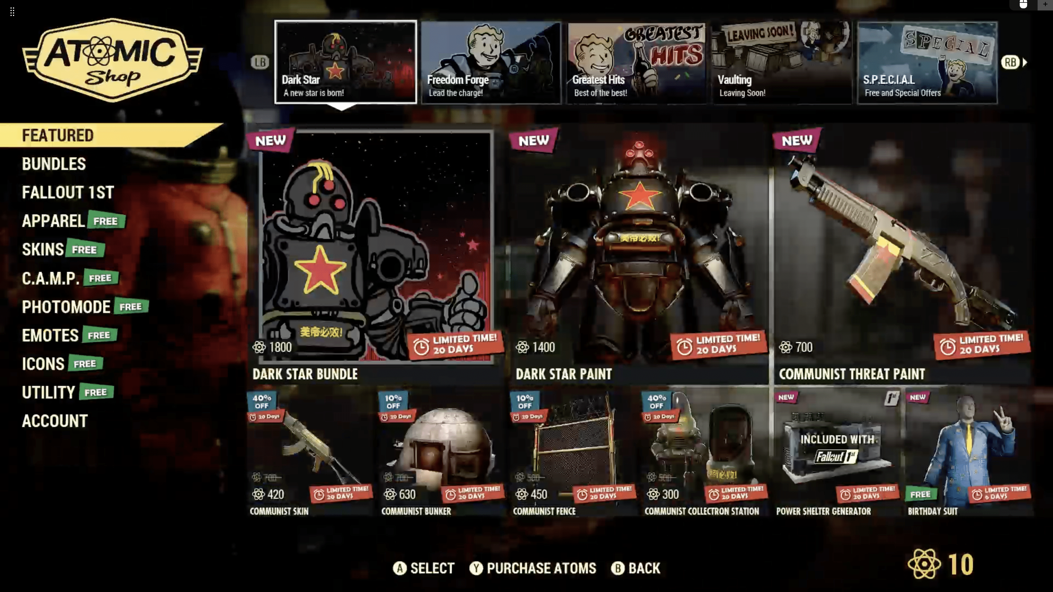 Fallout 76 Atomic Shop weekly update for November 14